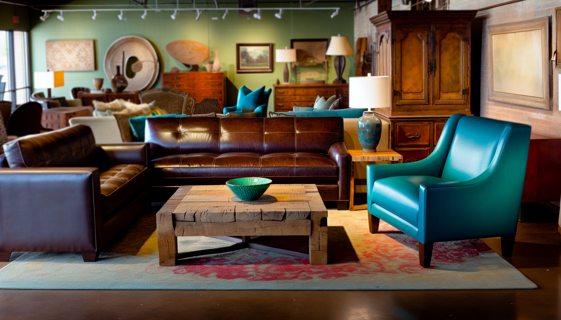 A variety of stylish furniture displayed in a Texas showroom