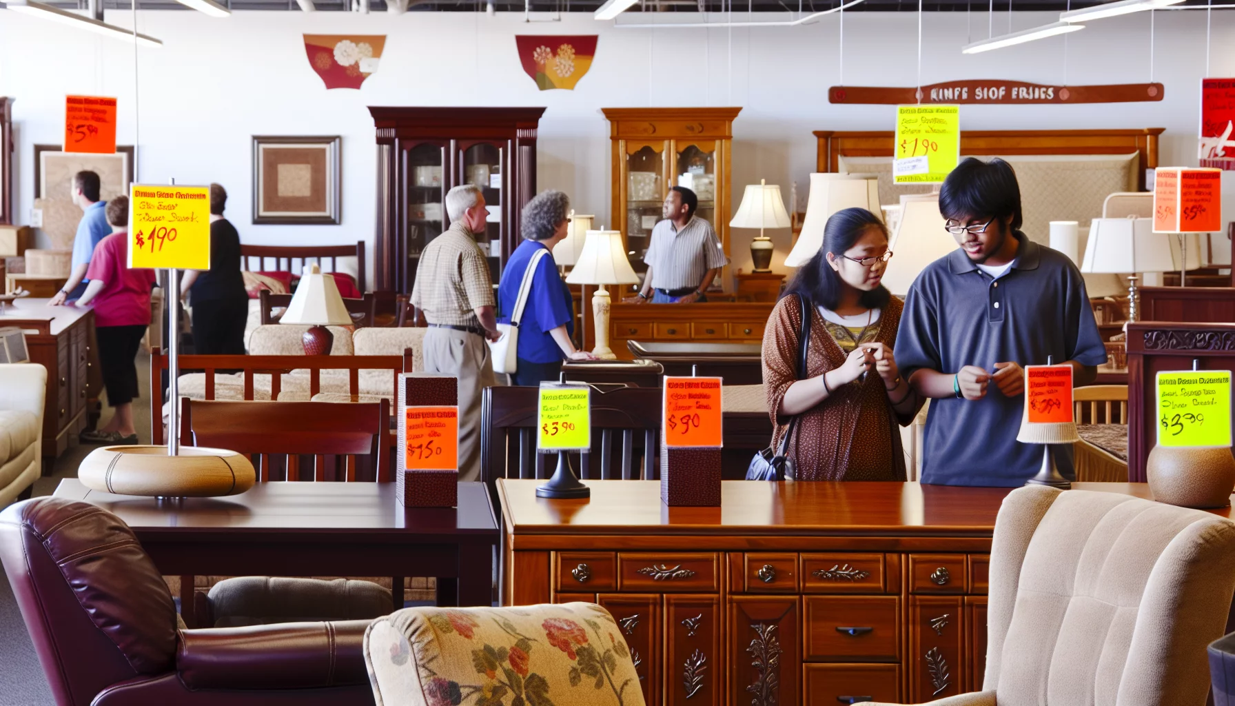 Indoor furniture sale in progress