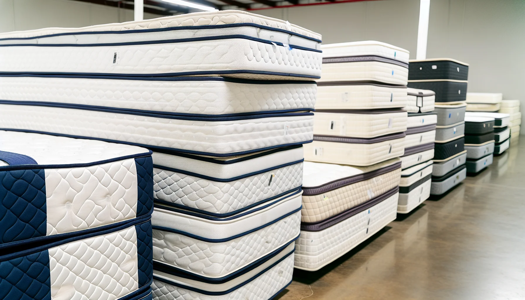 A stack of mattresses ready for donation