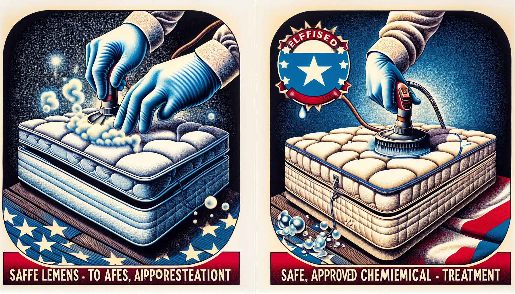 Illustration of mattress cleaning process in Texas