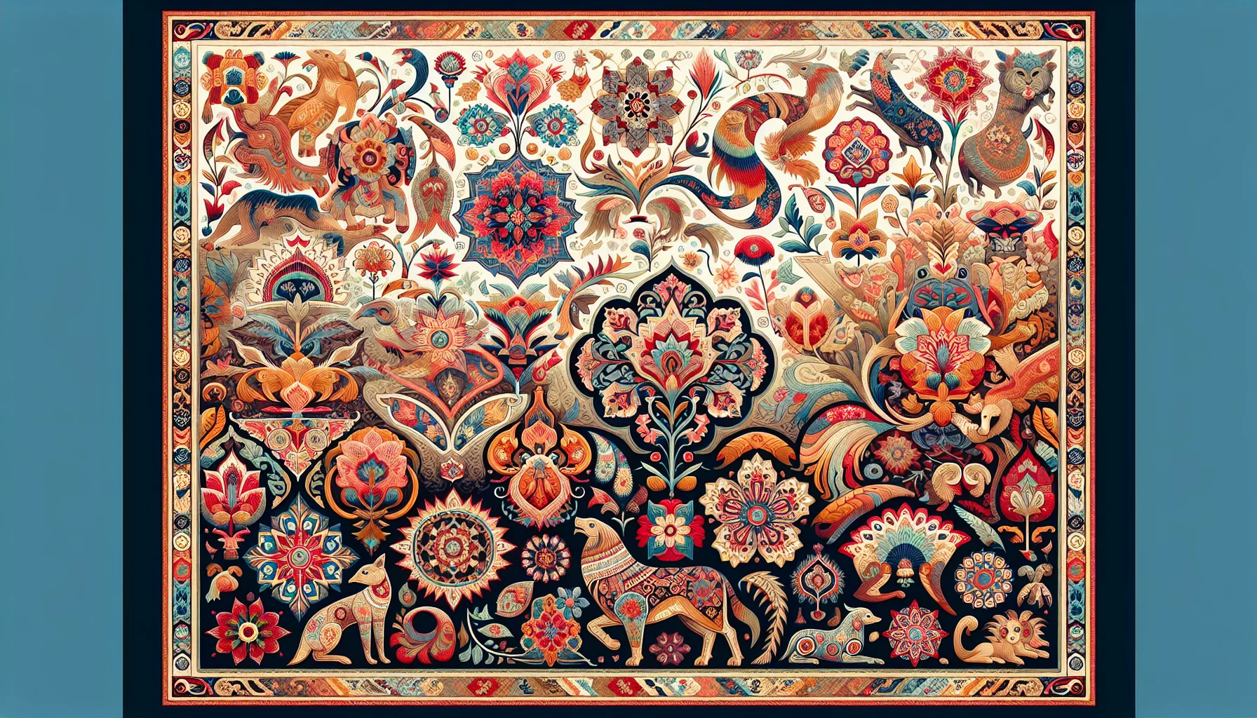 Illustration of various oriental rug symbols