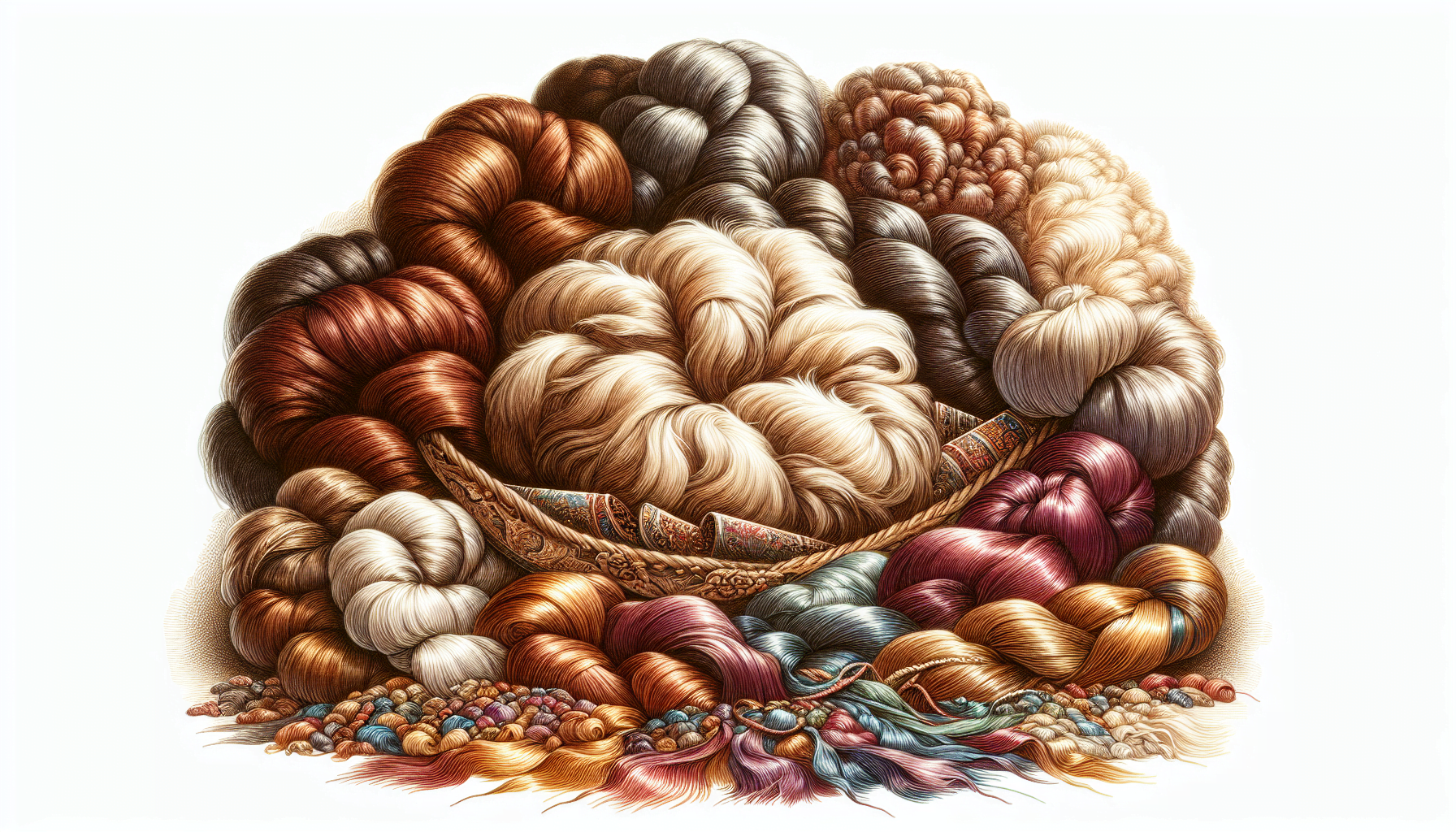 Illustration of high-quality wool and silk, the primary materials used in Persian rugs