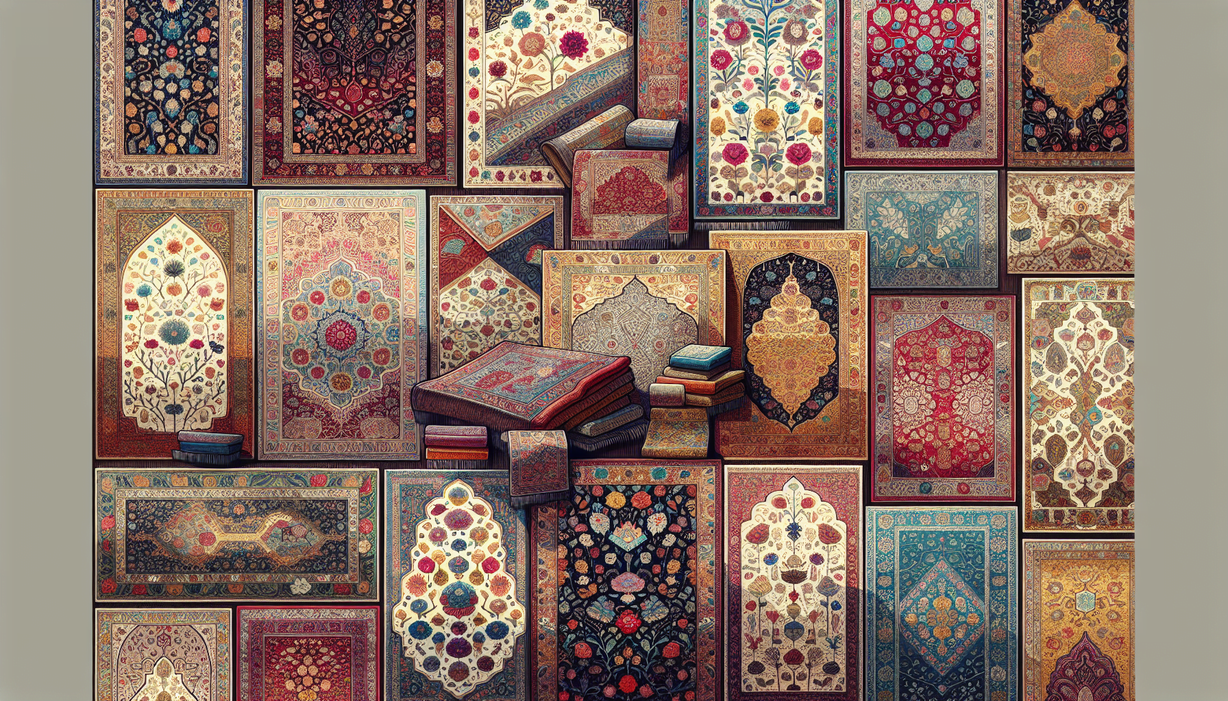 Illustration of various regional styles of persian rugs