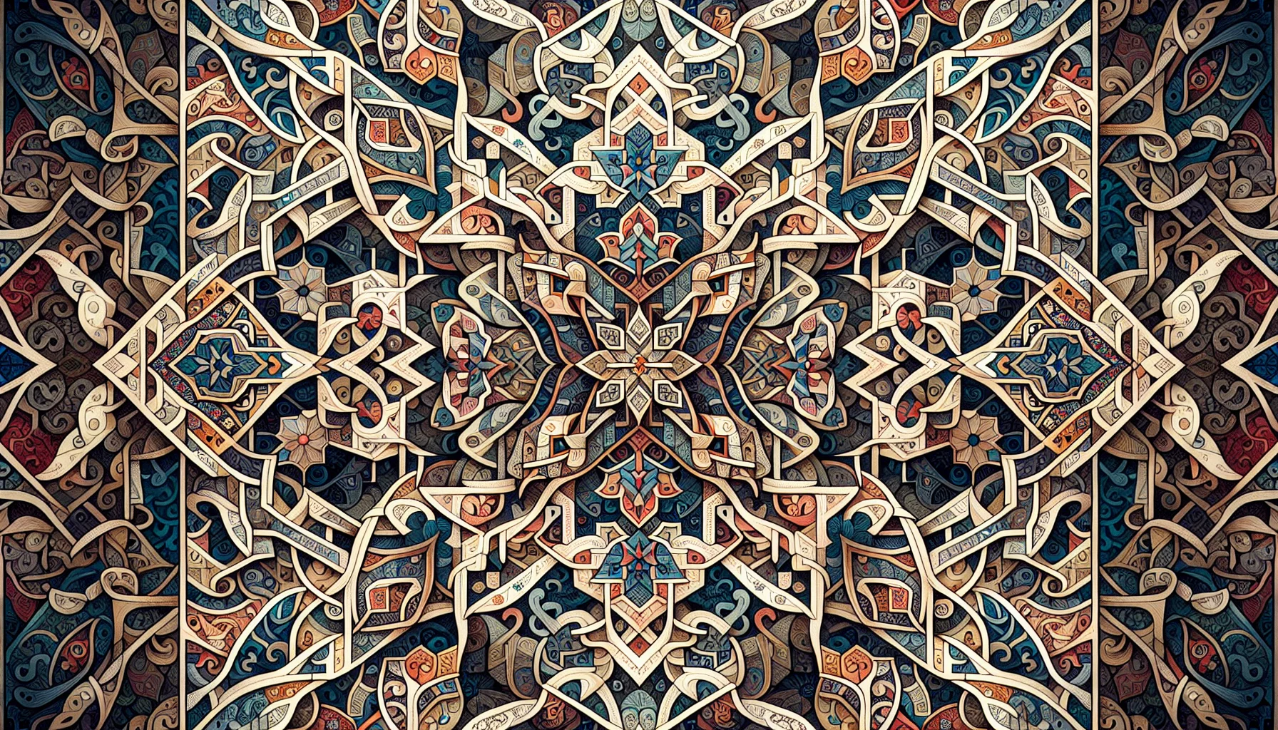 Illustration of geometric motifs in Persian rug designs
