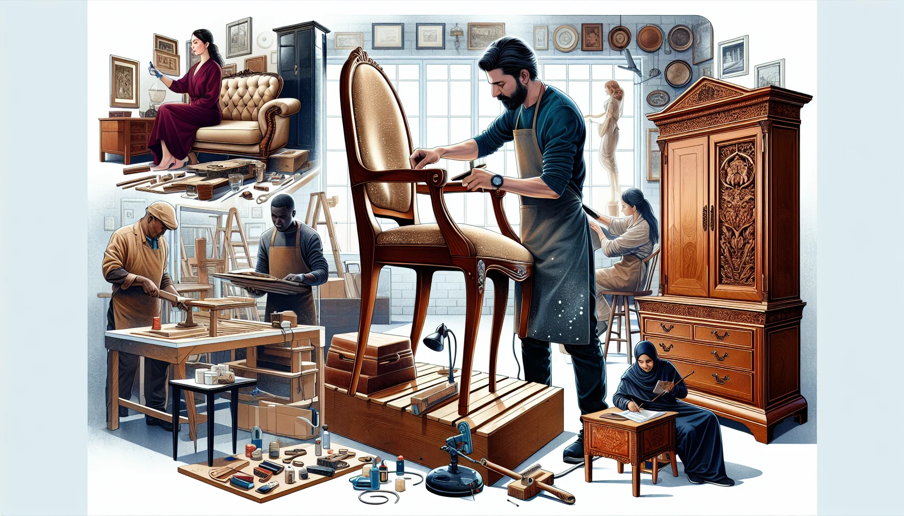 Illustration of preparing furniture for consignment