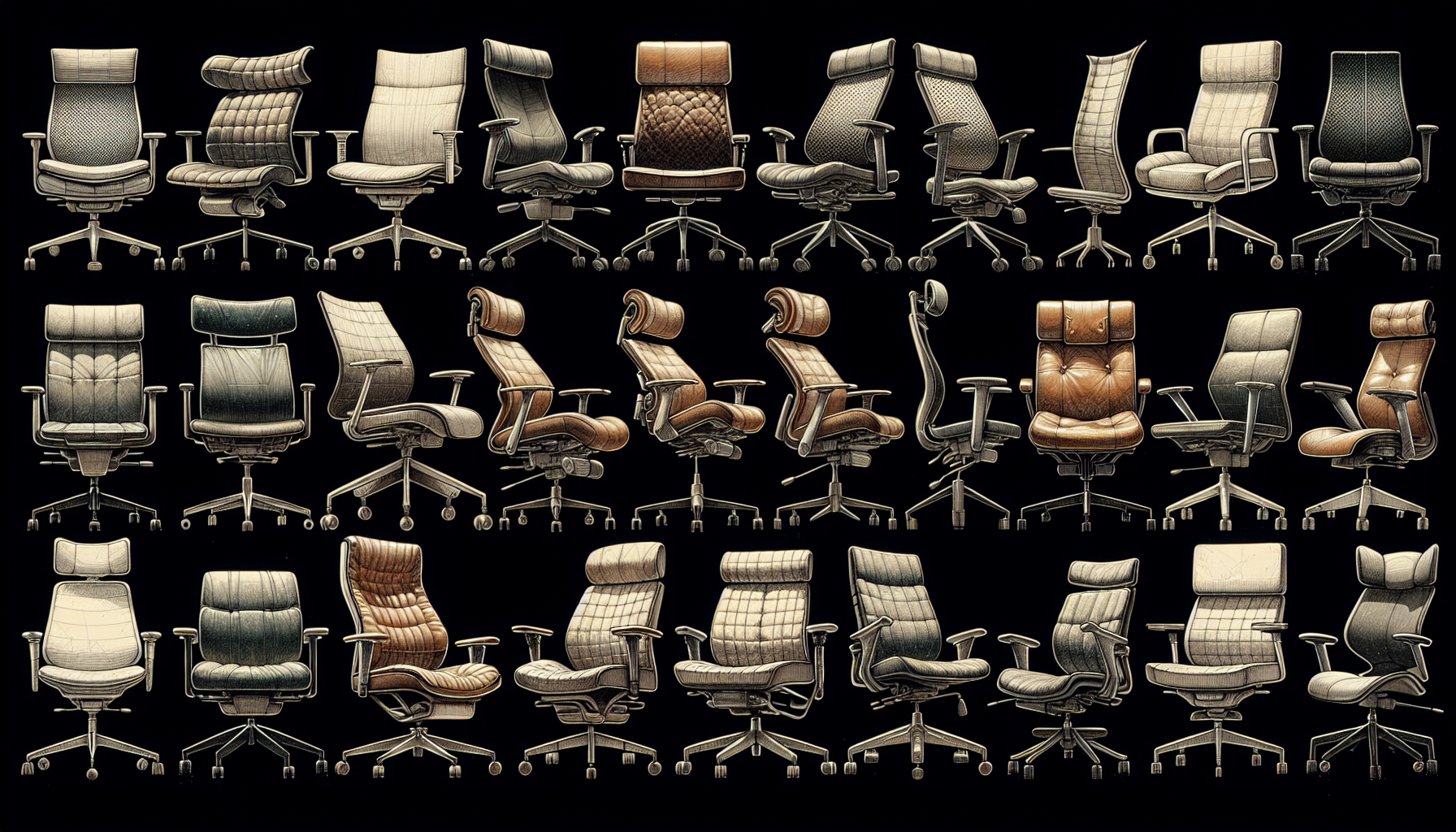 Illustration of ergonomic and stylish used office chairs in Austin