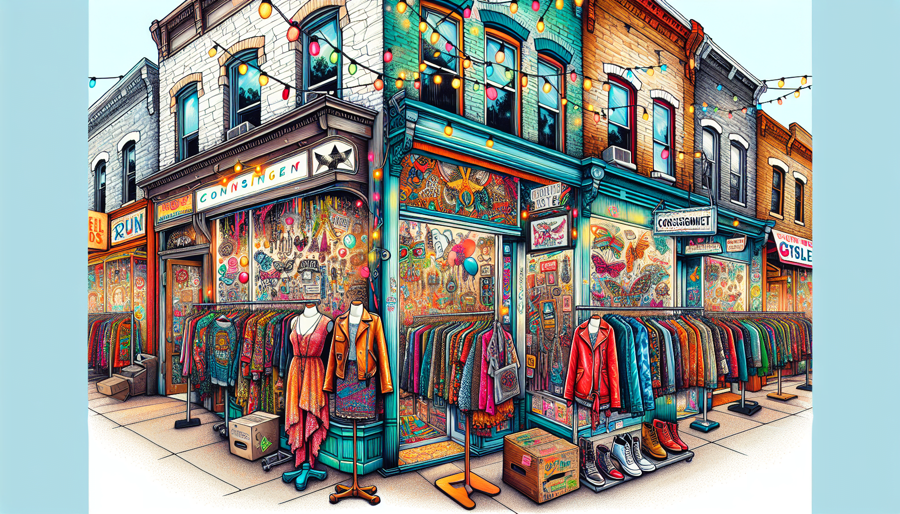 Illustration of clothing consignment shops in Austin