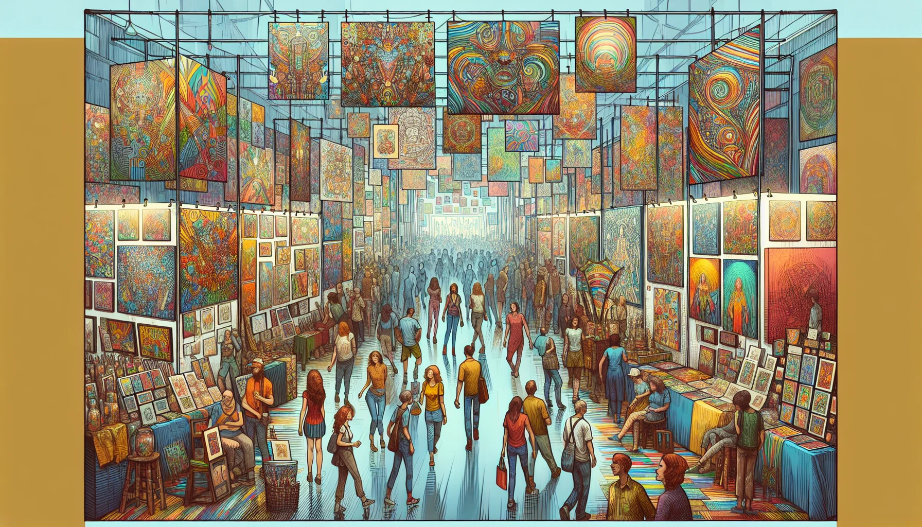 Artists showcasing their work at a local art fair