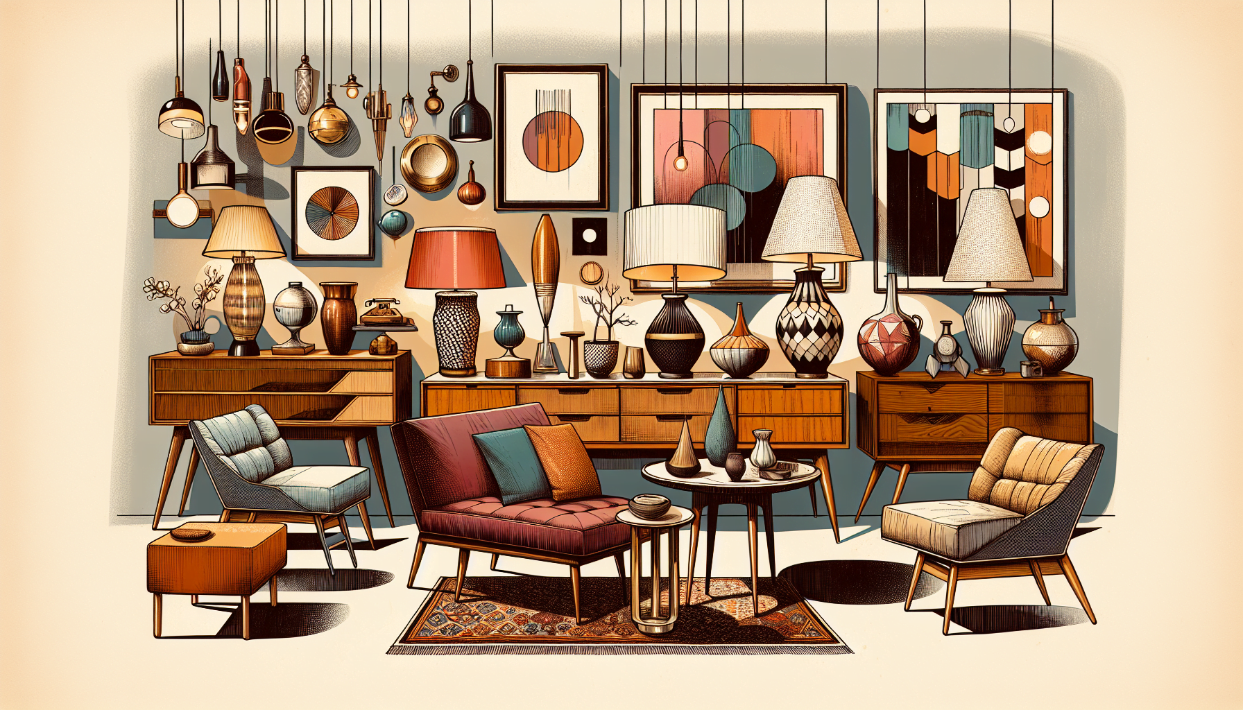 Curated mid-century modern furniture at Uptown Modern Showcase