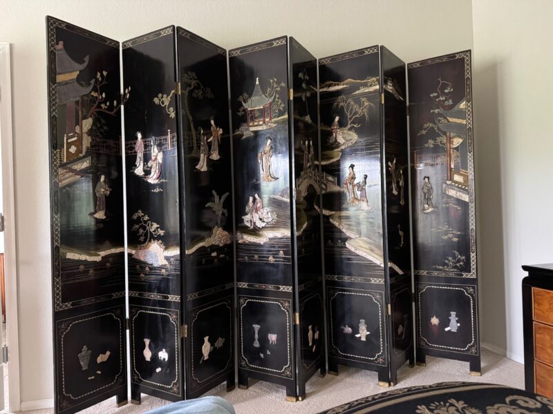 Antique Asian panel with ornate inlays