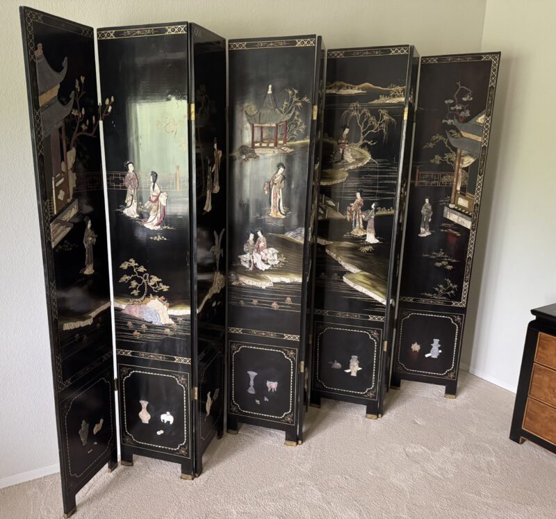 Antique Asian panel with ornate inlays