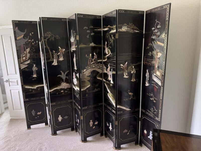 Antique Asian panel with ornate inlays