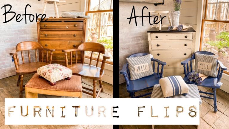 Before and after upcycled furniture
