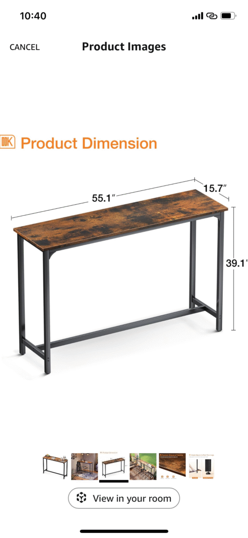 ODK 55 Inch Bar Table, Bar Height Pub Table, Counter Height Bar Table, Rectangular High Top Kitchen & Dining Counter Tables with Sturdy Legs & Easy-to-Clean Top