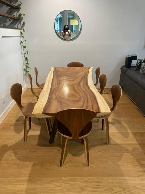 Beautiful custom made tropical Costa Rican hardwood dining table with 8 matching chairs