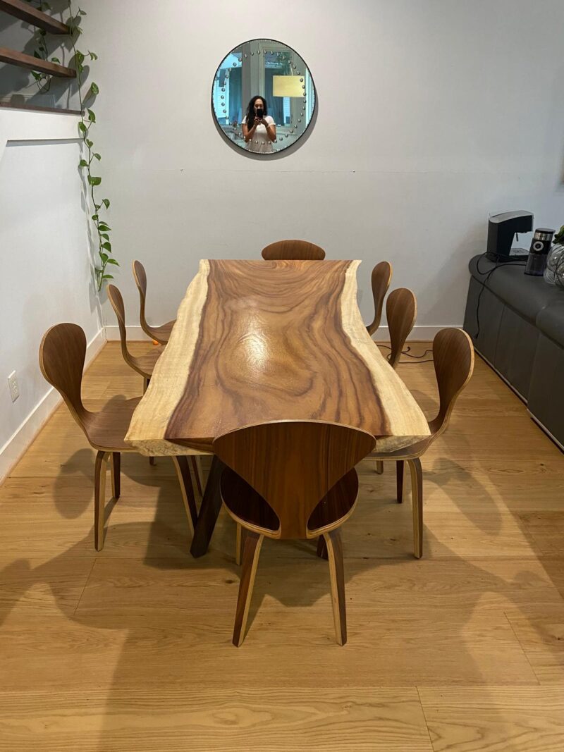 Beautiful custom made tropical Costa Rican hardwood dining table with 8 matching chairs