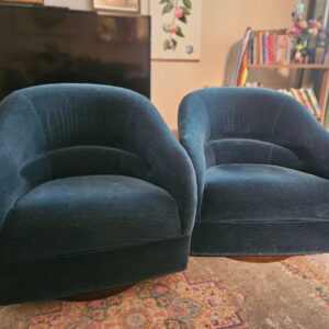 Ward Bennett green velvet swivel chairs