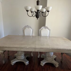 03 **πͺ 7-Piece Dining Set β 8-Foot Table + 6 Matching Chairs (Antique White Finish) β Amazon link provided**
