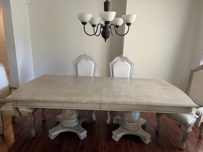 03 **πͺ 7-Piece Dining Set β 8-Foot Table + 6 Matching Chairs (Antique White Finish) β Amazon link provided**
