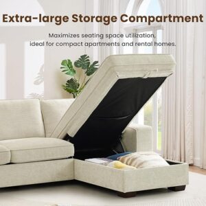 Beige Convertible Modular Sofa with Storage Chaise