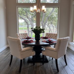 Round Solid Wood Dining Table with Chairs