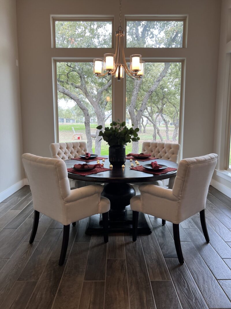 Round Solid Wood Dining Table with Chairs