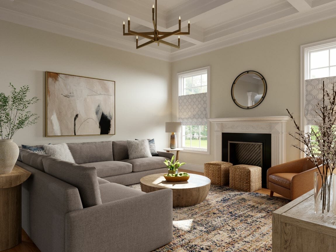 Furniture for home staging in a bright living room