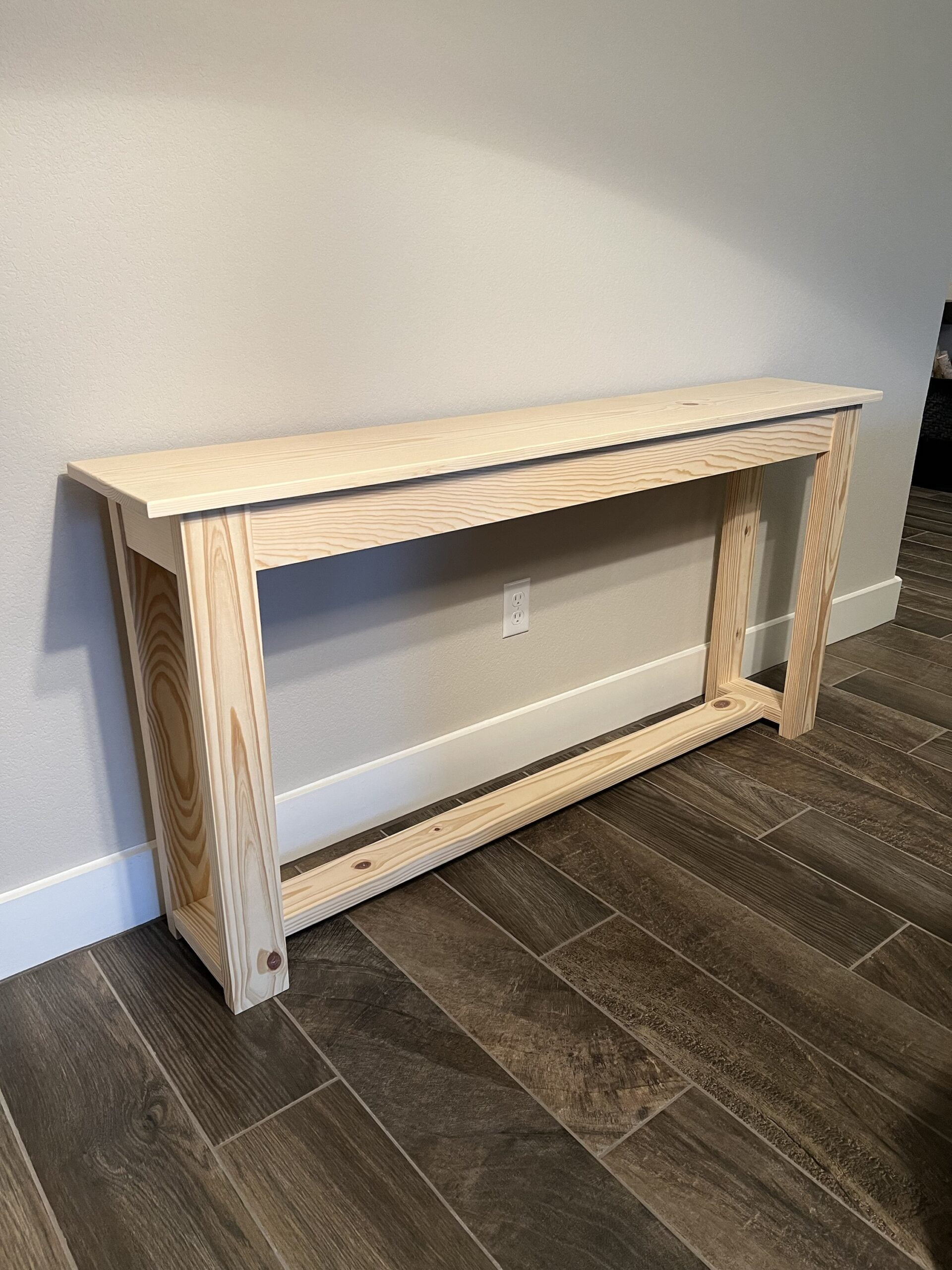 Natural Pine Wood 60” Console Table (Unfinished)