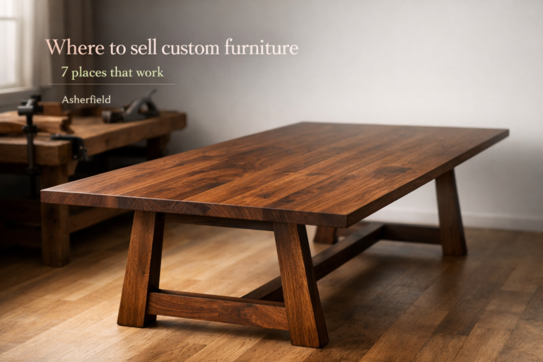 Custom walnut dining table, example of custom furniture for sale locally