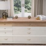 Modern Refinished 6-Drawer Dresser with Solid Wood Top and neutral color