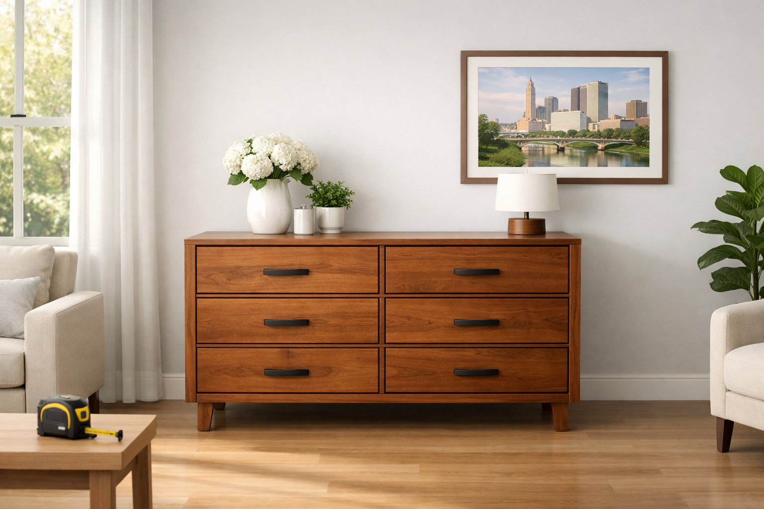 Furniture resale in Ohio with a clean staged room and clear floors