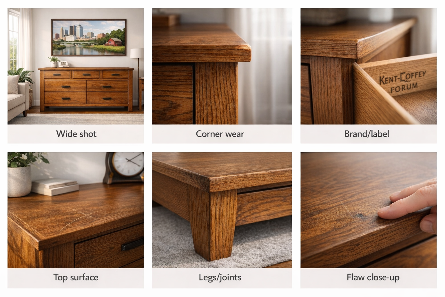 Photo coach collage for furniture resale in Ohio showing the best shots to take