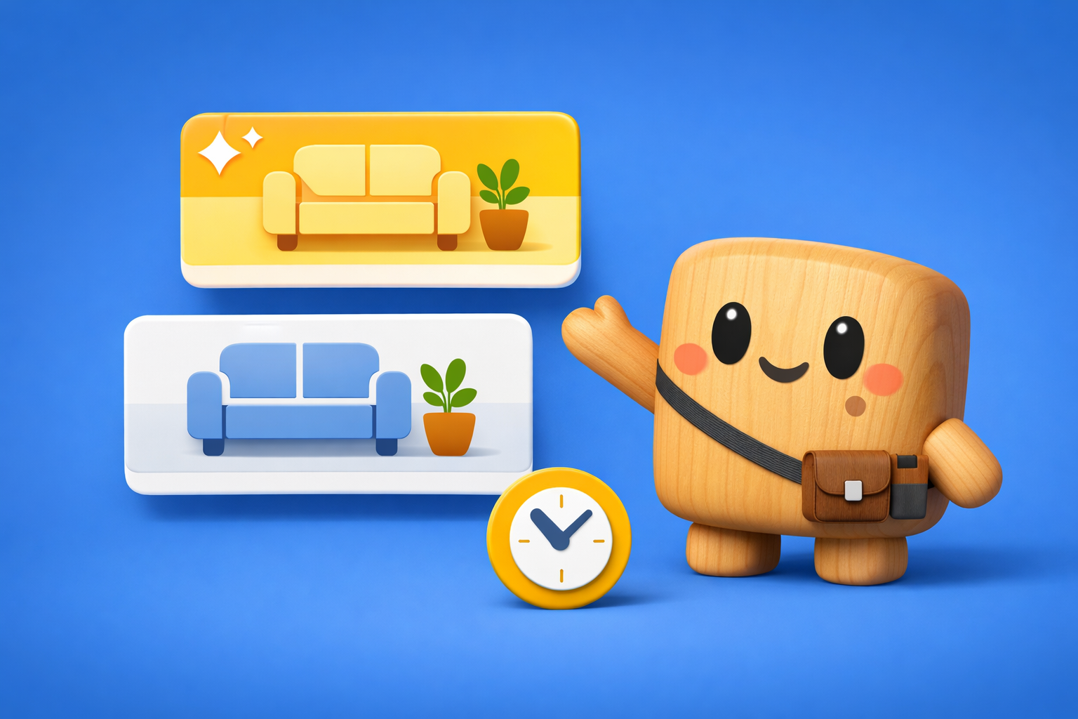 Chip mascot showing one boosted listing card above a regular listing card.