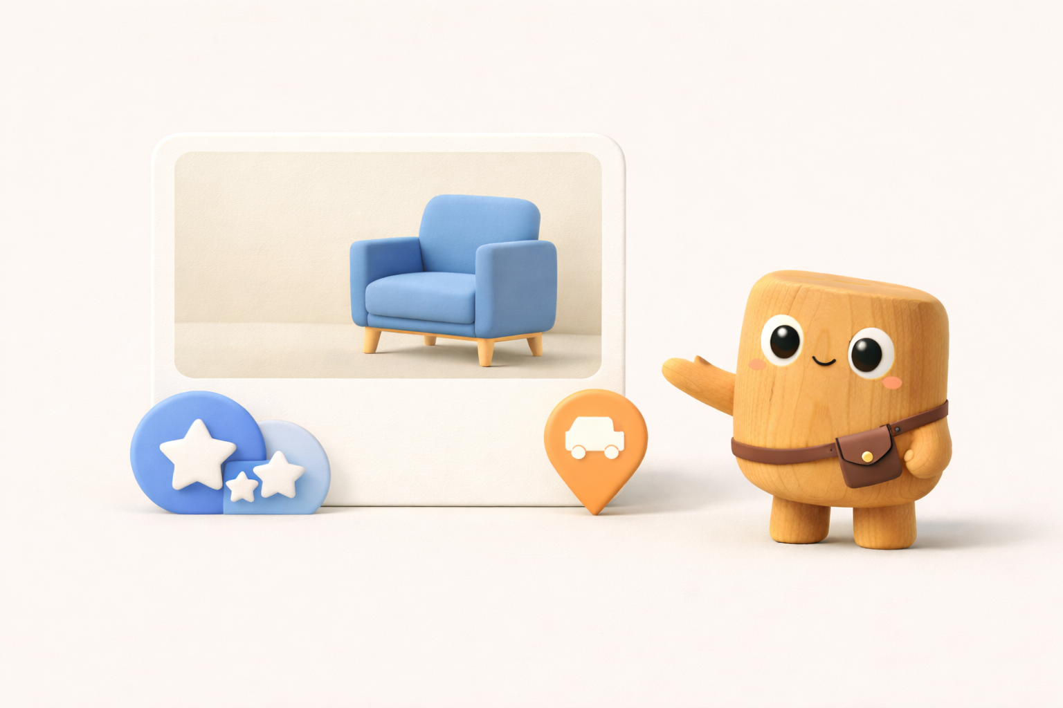 Elegant visual showing strong furniture ad creative with clear product angle, premium photos, and simple message flow