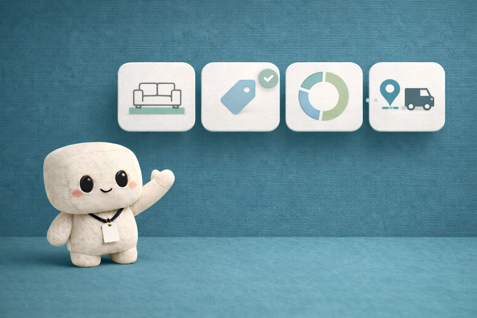 Elegant planning visual showing pricing, profit margin, delivery route, and break-even flow for a furniture business