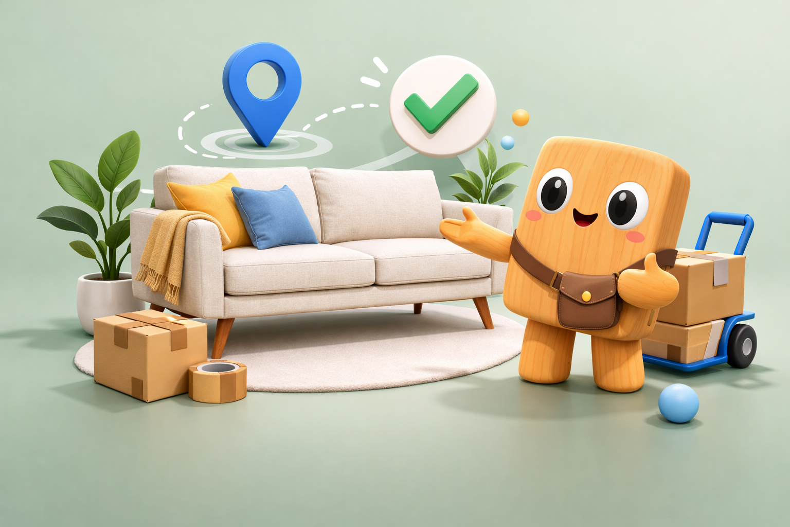 Chip presenting a clean sofa with local pickup cues