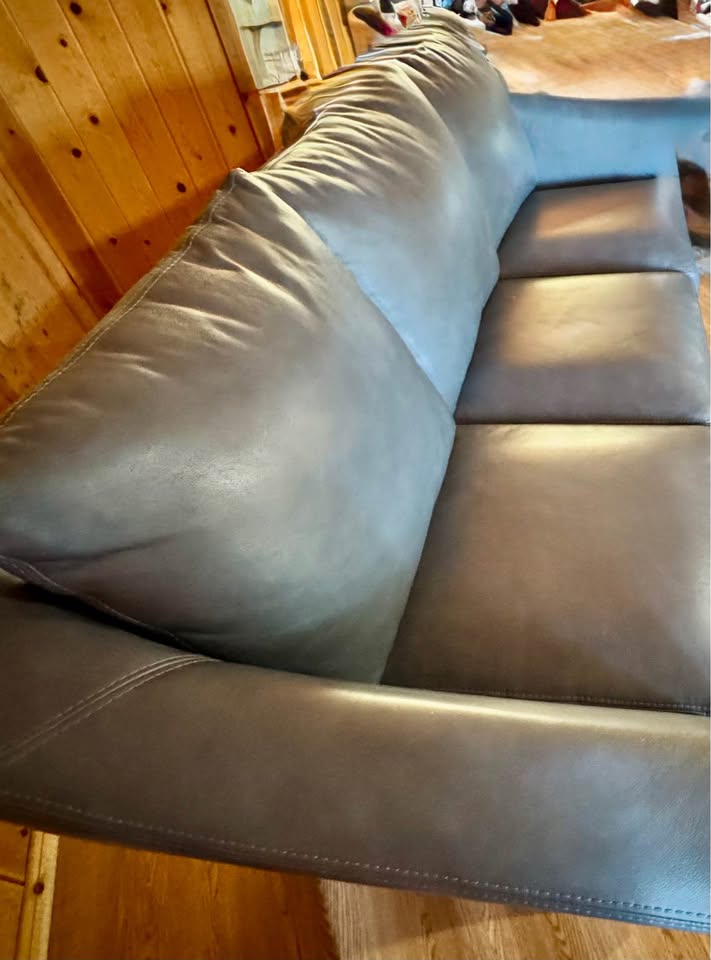 Omnia 100% Leather Spencer 3 Seat Sofa in Denver Lux Blue