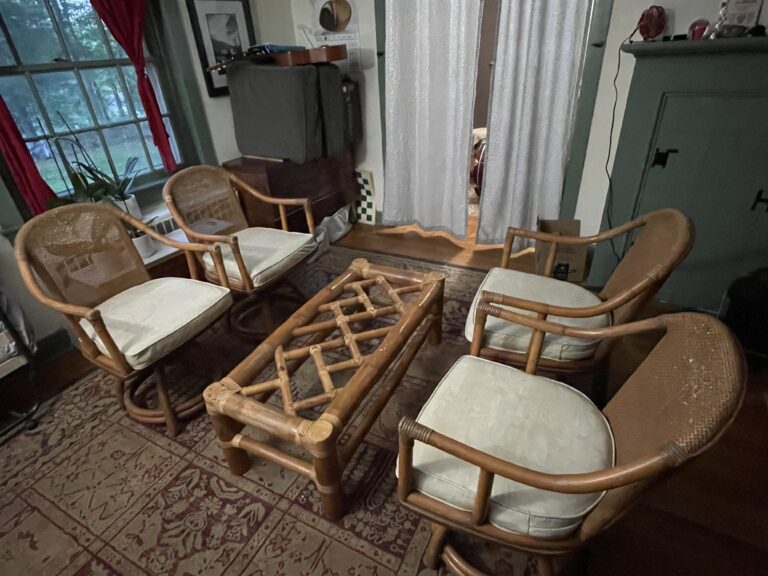 Vintage Classic Rattan swivel barrel chairs