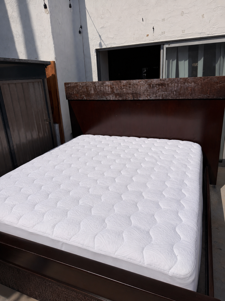 Custom Brazilian Ironwood King Bed Set + Memory Foam Mattress + Bluestone Topper