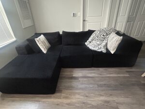 Black Corduroy Sectional Sofa