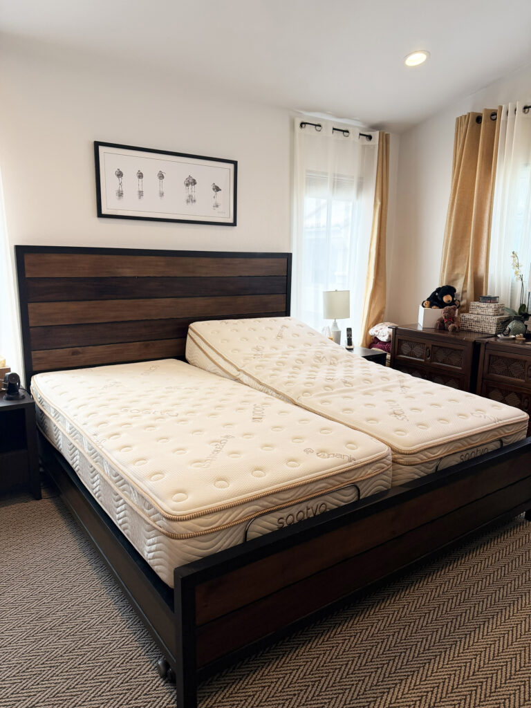 Split King Adjustable Bed - Premium Saatva Mattresses + Adjustable Bases + King Frame