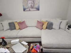 Cindy Crawford Home Monterey Park Off-White Chenille Sectional with Right-Facing Chaise