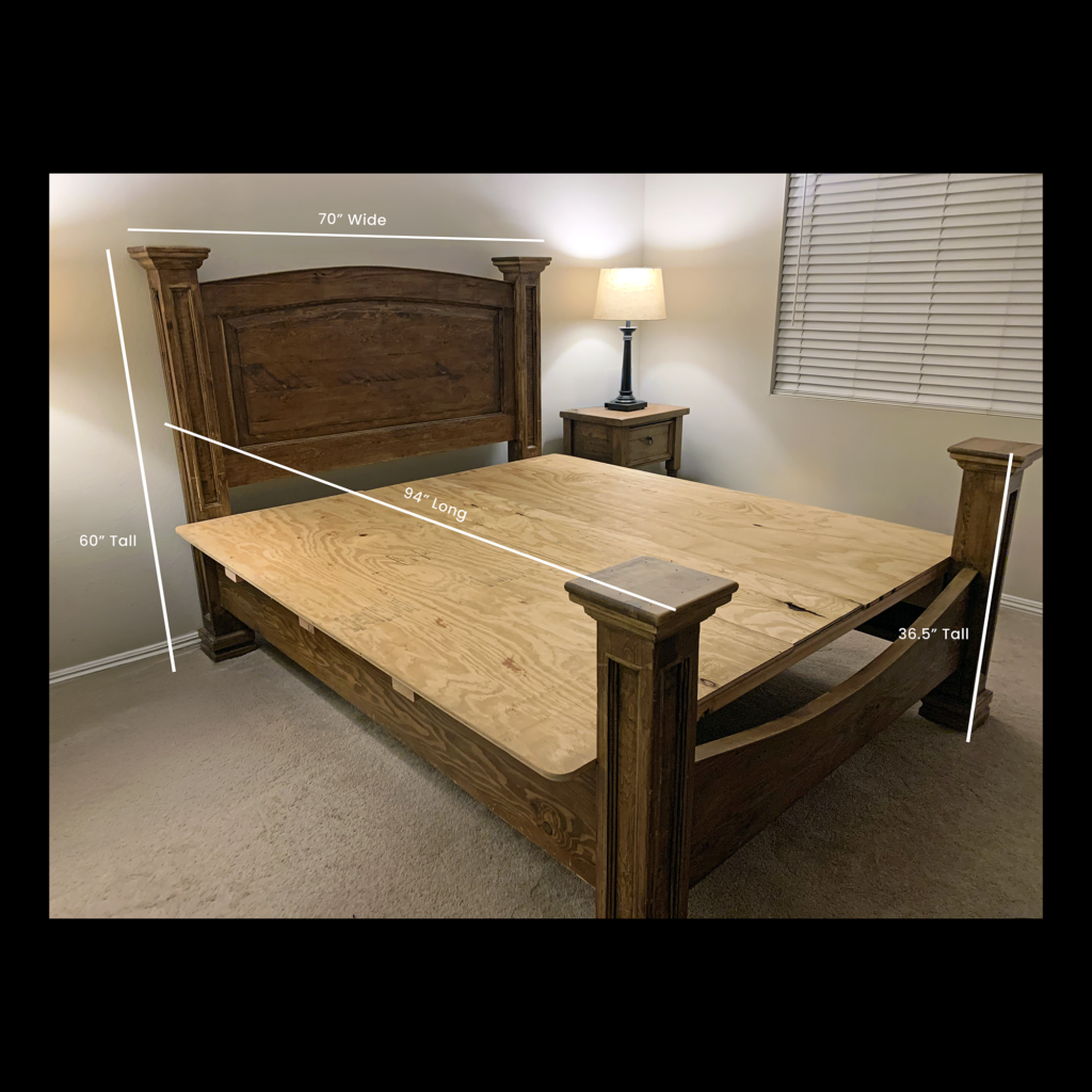 Custom Hand-crafted California Craftsman Reclaimed Wood Wax Finish Bedroom Set: Queen Bed Frame w/ King Conversion, Dresser, Night Stand