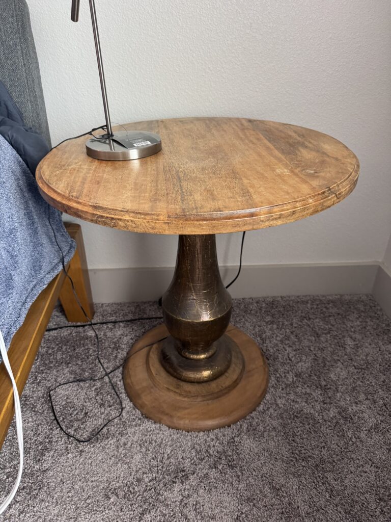 Wooden Pottery Barn Pedestal Tables (2)