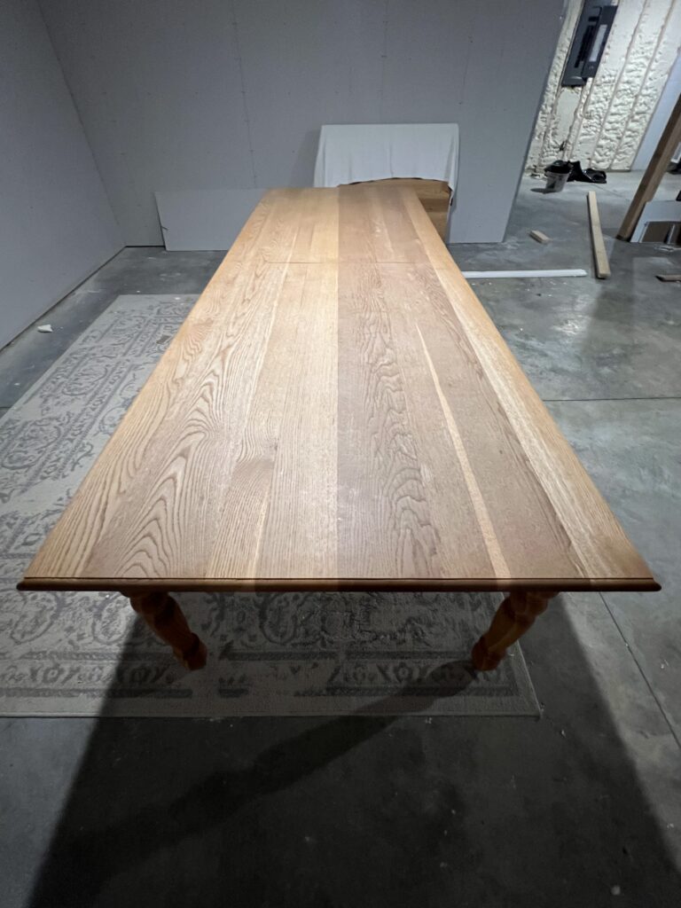 White oak dining table (10’) with leaf (14’)