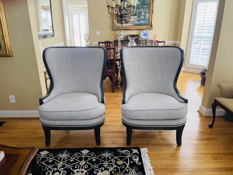 Beautiful Pair (2) Curved Wingback Chairs