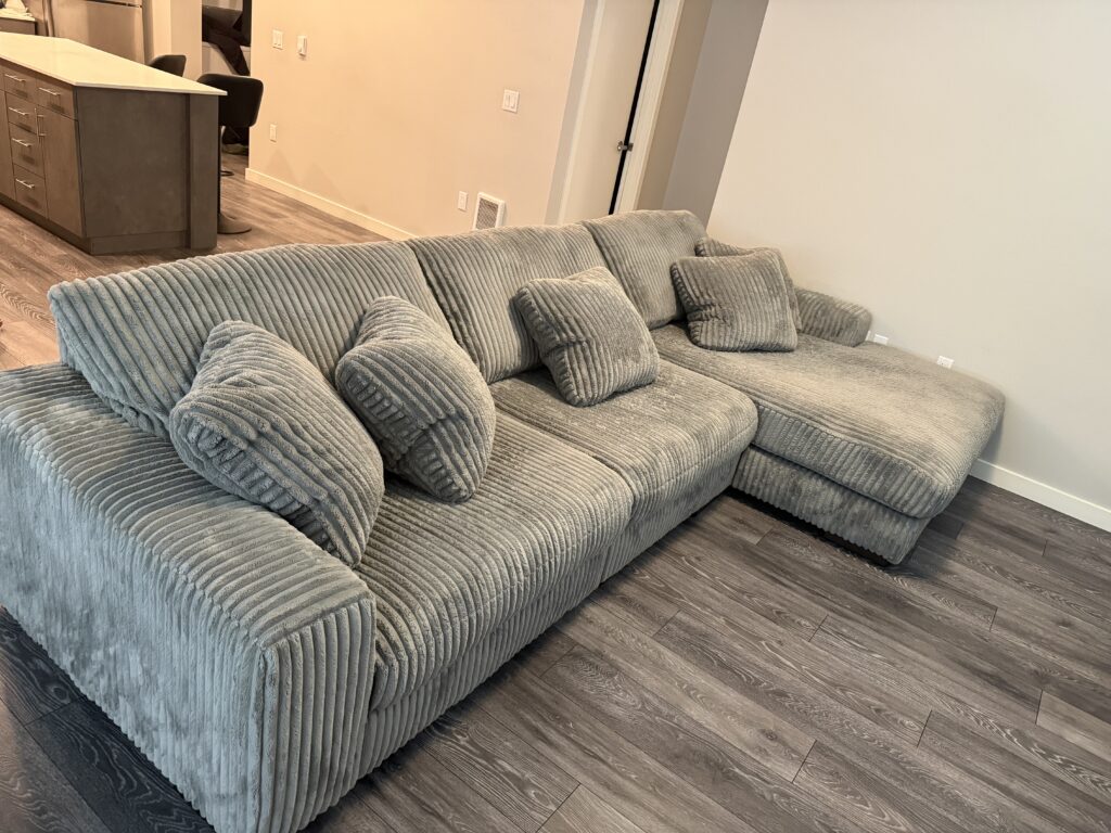 Grey sectional couch
