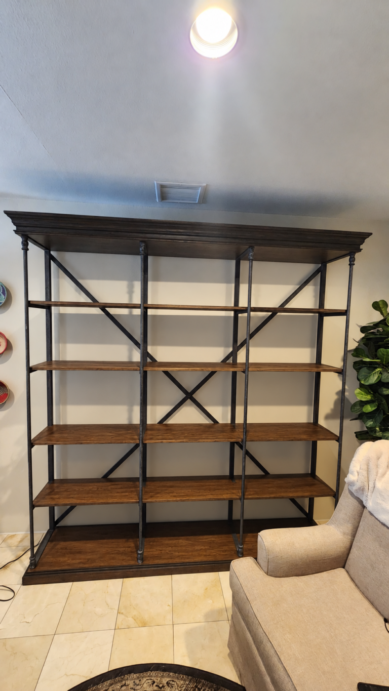 Large Industrial-Style Wood & Metal Bookshelf