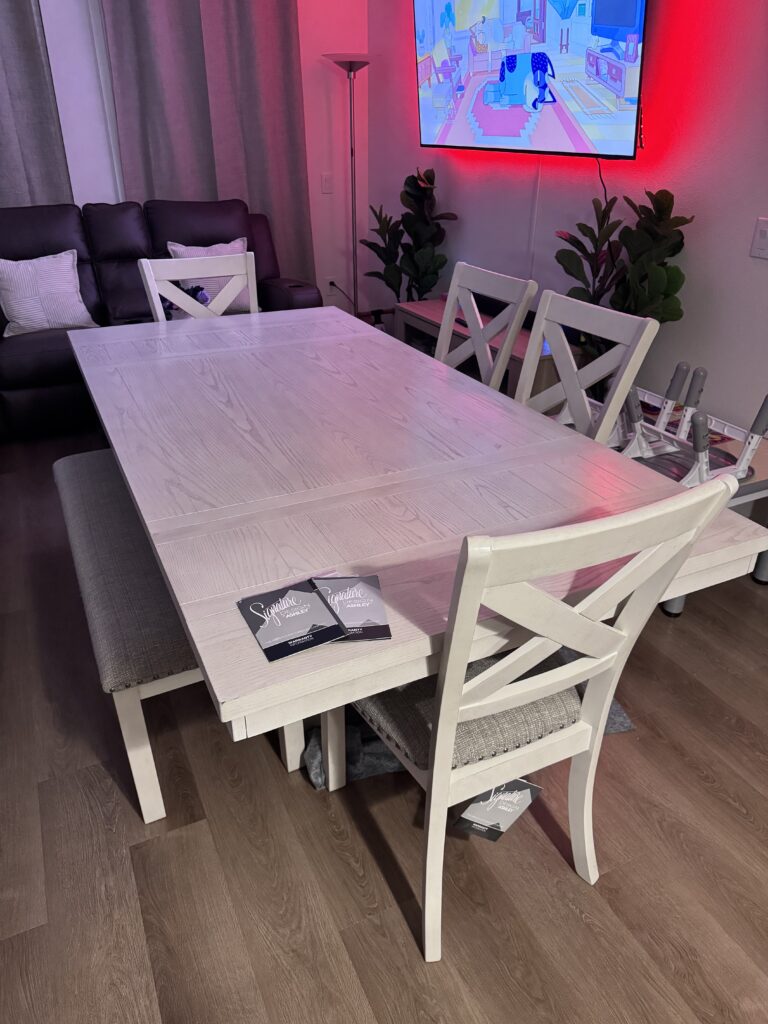 Robbinsdale 62" -86" Extendable Dining Table with 4 sides chairs and a bench