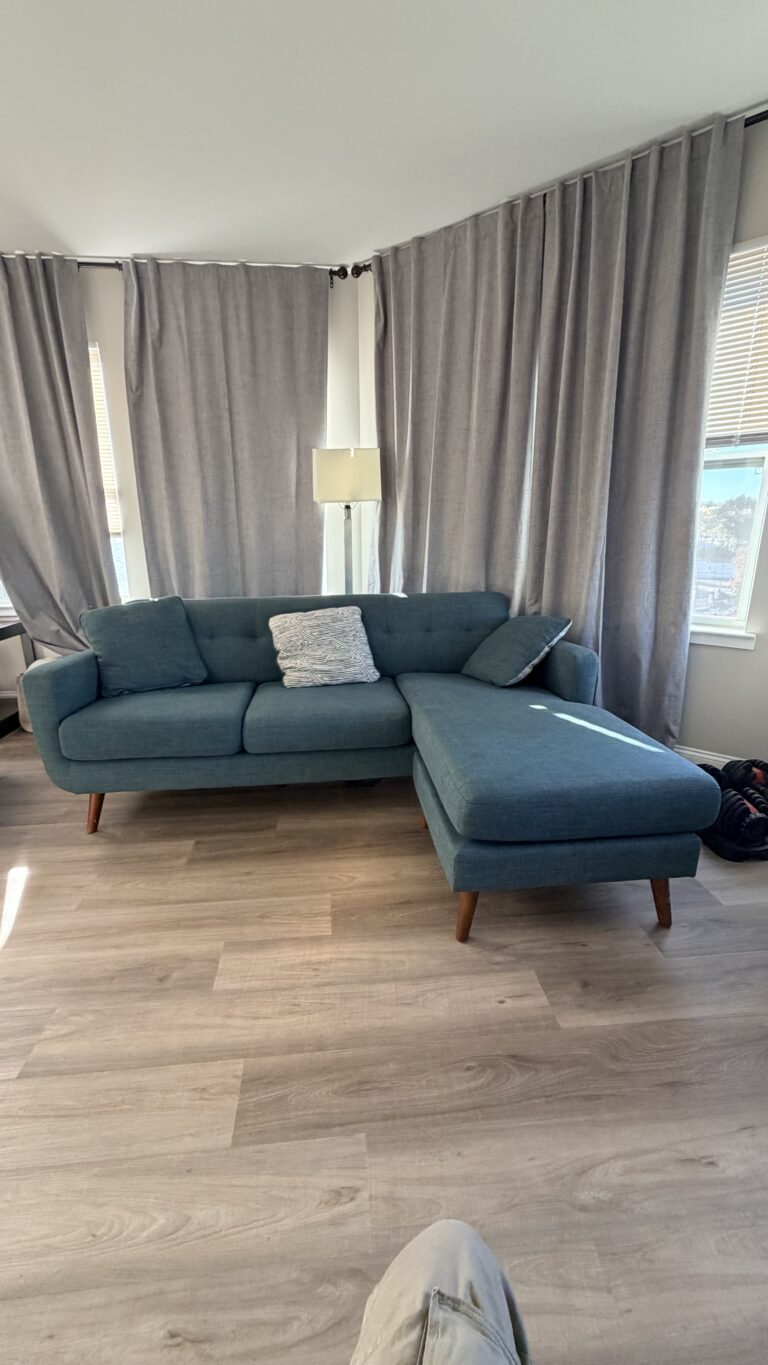 Modern Teal Green Sectional Sofa with Chaise